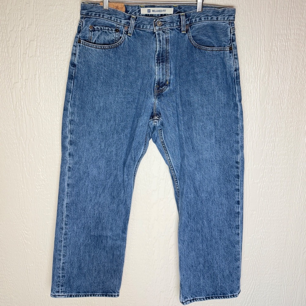 Gap 1969 Relaxed Fit Jeans Mens 36x28 Medium Wash Blue Cotton Denim Straight Leg